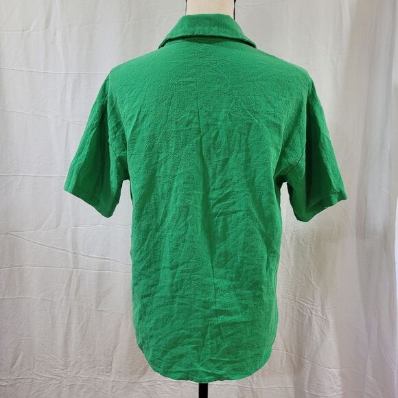 Shein size small womens green button up short sleeve shirt - Picture 4 of 5
